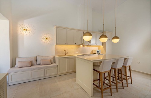 Rethymno Villa | Beachside Retreat with Kids Pool, Spa & Private Sun Beds
