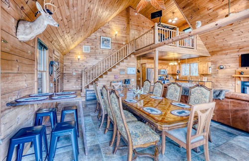 Morganton Cabin | Secluded Retreat with Private Creek, Spa & Game Room