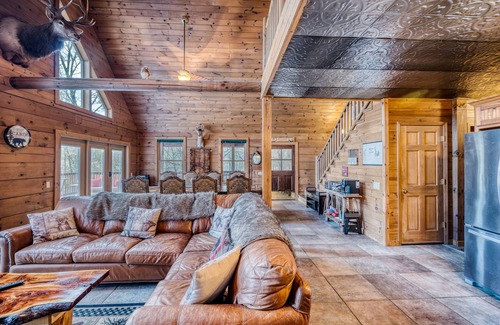 Morganton Cabin | Secluded Retreat with Private Creek, Spa & Game Room