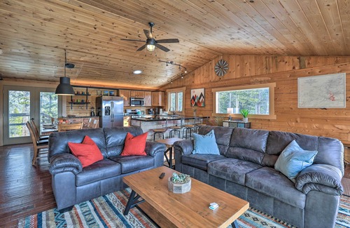 Saint Mary's Cabin | Relaxing St. Mary's Retreat: Hot Tub, Sauna & Mountain Views