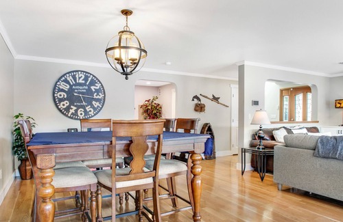 Olympia House | 2-story lakefront home spacious deck, gas grill, firepit, fireplace, lake views