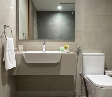 Trade Center Apartment | Inviting 2BR + Maid Suite with Gorgeous Views & Pool
