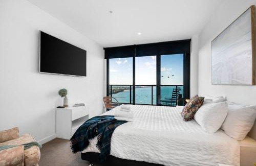 Geelong Apartment | Elegant 2BR Penthouse with Bay Views and Private Beach