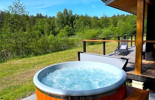 Susiec House | 2os Domek z prywatną balią z jacuzzi, kominek, na odludziu, jedyny na 10000 m2 terenie, widok na las, lubelskie Roztocze