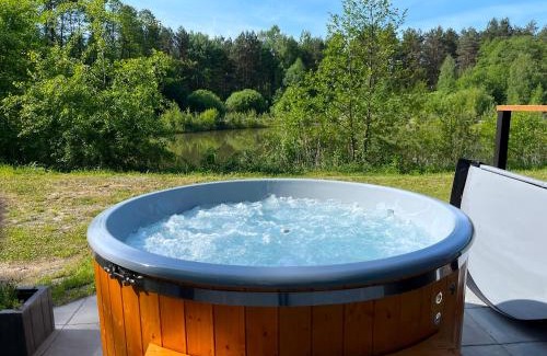 Susiec House | 2os Domek z prywatną balią z jacuzzi, kominek, na odludziu, jedyny na 10000 m2 terenie, widok na las, lubelskie Roztocze