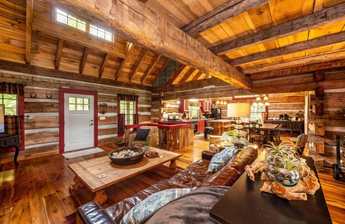 Helmsburg Cabin | Pet Friendly 3BR Log Cabin with Pool & Hot Tub Bliss