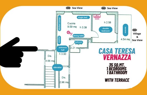 Vernazza Apartment | 40 m² Apartment ∙ 1 bedroom ∙ 3 guests