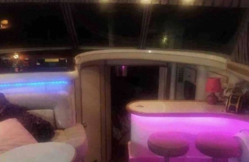 Freeport's Nautical Mile Boat Rental | 45 foot yacht with heat! 2 bedroom apartment inside with 2 TVs and full kitchen.