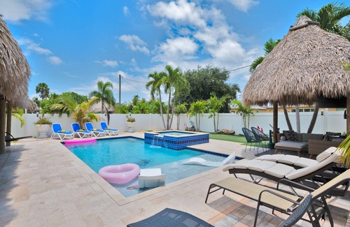 Boynton Beach House | Beautiful Beach Retreat with Heated Pool & Tiki Huts