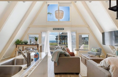 Surfside Beach House | Pet-Friendly A-frame Beach Home with Ocean View & Fire Pit