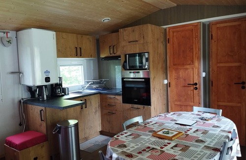 Saint-Leger-les-Melezes Ski Chalet | Cozy Mobil Home Chalet Near Slopes with Pool & Pet Welcome