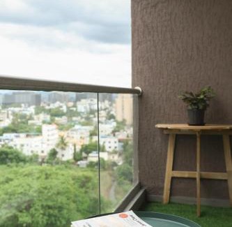 Viman Nagar Apartment | Airport Runway View from terrace,Coffee Maker,Luxe