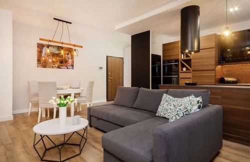 Wilanow Apartment | Modern Apartment Rzeczypospolitej Avenue with Terrace & Parking