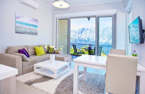 Prcanj Apartment | Apartment Sophia: Ocean View, Pool & Private Terrace Retreat