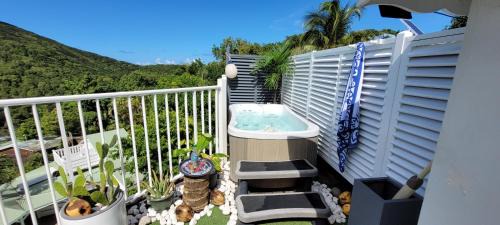 Deshaies Apartment | Oceanfront Duplex Apartment with Private Jacuzzi Retreat