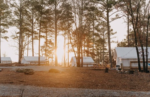 Silver Creek RV Rental | Pet-Friendly Arrowhead Tent at Kingston Downs Awaits You