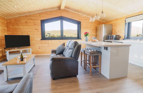 Aberhosan Cottage | Cozy Bacheiddon Log Cabin with Hot Tub & Pet Friendly