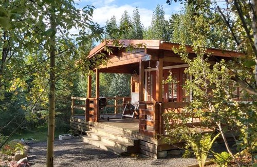 Hauganes Cabin | Inviting Bakkakot 1: Cozy Cabins with Hot Tub Retreat