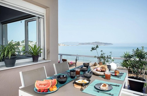 Agii Apostoli Villa | Beachfront Glaros Villa: 3 Bedrooms & Outdoor Jacuzzi