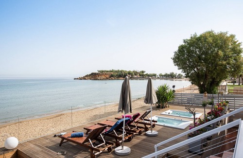 Agii Apostoli Villa | Beachfront Villa with Hot Tub & Gorgeous Sunset Views