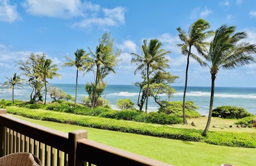 Lihue Condo | Beachfront Bliss: Steps to White Sand & Premier Amenities