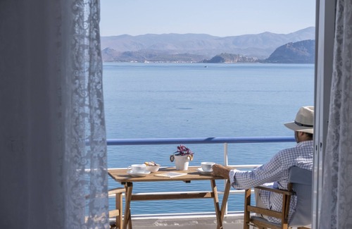 Kiveri Apartment | Beachfront Studio with Amazing Sea View Balcony near Nafplio