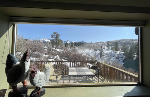 Elk Meadows Cabin | Scenic Log Cabin Retreat: Ocean Views & Spa Amenities
