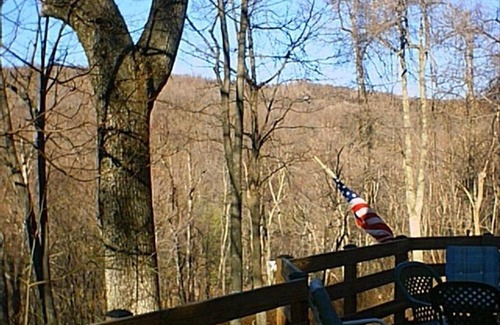 Stanley Ski Chalet | Serene Log Chalet with Hot Tub and Scenic Wooded Privacy