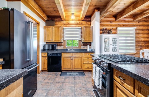 Kingsville House | Inviting Log House with Hot Tub and Fire Pit Oasis