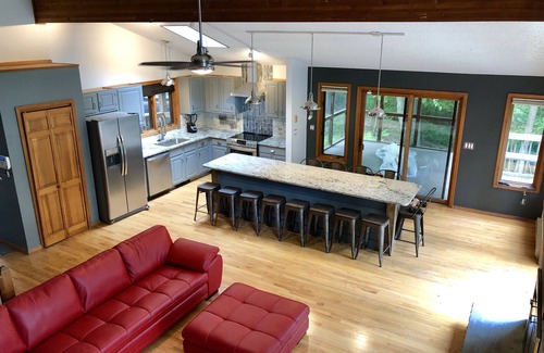 Bushkill Cabin | Modern Streamside Cabin with Pool, Spa & Pet-Friendly Space