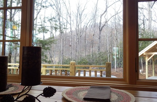 Hendersonville Cabin | Idyllic Log Cabin with Fireplace, Hot Tub & Fire Pit