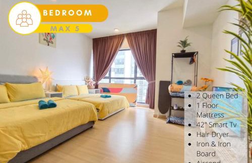 Sungai Buloh Apartment | DSara Comfy Homestay: Family-Friendly Retreat with Dining