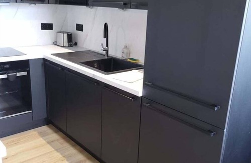 Chateaux de la Loire Apartment | Elegant Black and White Apartment with Spa in Tours