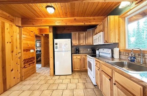 Island Park Cabin | Cozy Blue Stone Escape: Perfect for Snowmobile Adventures