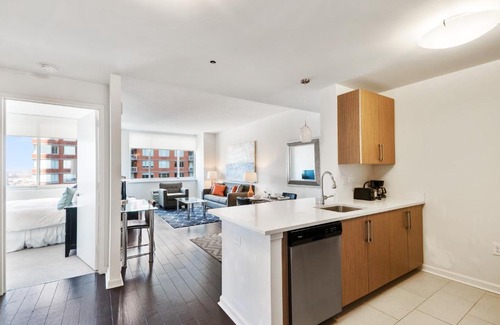 The Waterfront Apartment | Discover Bluebird Suites: Family-Friendly Stays in Jersey City