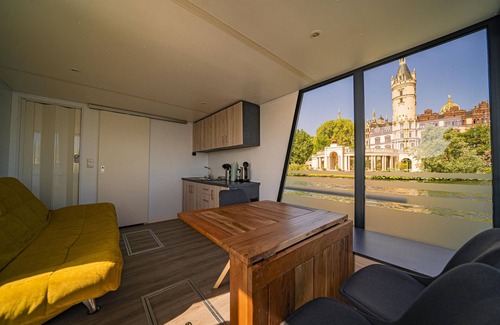 Schwerin Boat Rental | Beautiful 'Hausboot Explorer' with Lake View & Terrace