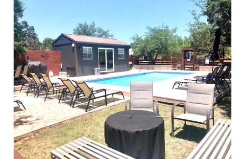 Austin Cabin | Discover Bobcat Cabin: Poolside Retreat in Tiny Home Resort