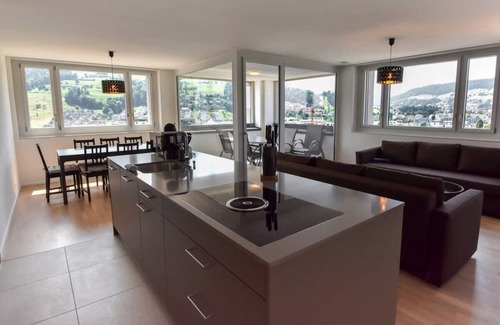 Kriens Apartment | Unforgettable Dream View Apartment with Home Cinema & Terrace