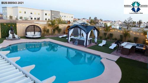 North Las Vegas House | Buddha Mansion Resort: Modern 8BR with Pool & Hot Tub