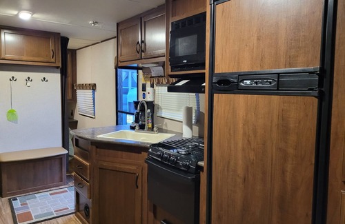 Madeline Island RV Rental | Camp in style with AC/heat, WIFI, on Main Street, 1 block from Joni's beach