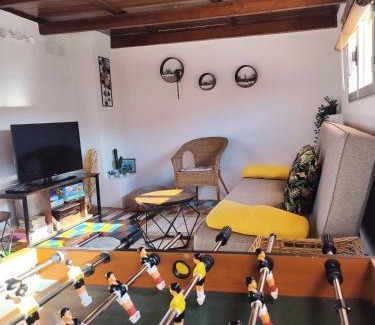 Villarejo de Salvanes Apartment | Casa Luzon: Beautiful Terrace with Shower & Rustic Lounge