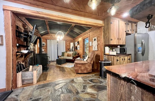 Hot Springs Village Cabin | Unique Cedar Springs Cabin: Pet-Friendly with Hot Tub & Spa