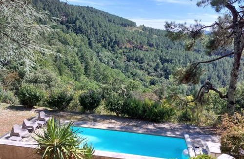 Genolhac House | Scenic Chalet for 14 with Heated Pool & Ocean View