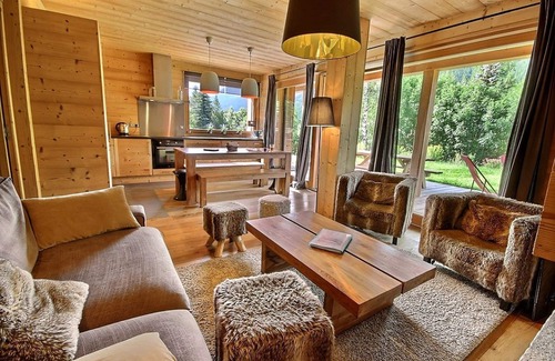Le Serre Barbin Ski Chalet | Chalet Prestige: Scenic Terrace with Fireplace & Pool