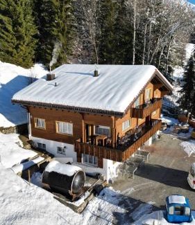Acletta Apartment | Cozy Chalet Viola near Disentis with Hot Tub Access