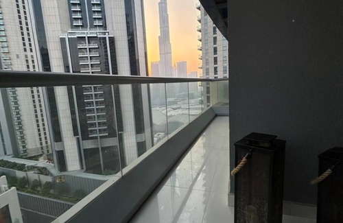 Bur Dubai Apartment | Charming 1 BR Apartment with a fantastic View of The Burj Khalifa
