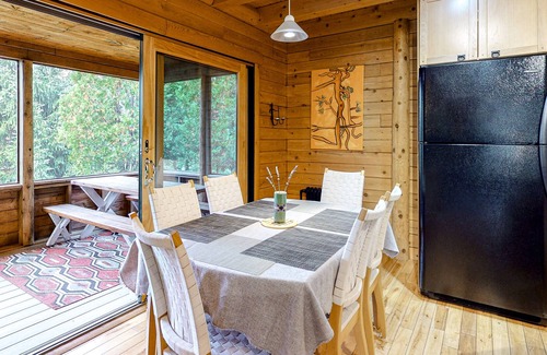 Boothbay Cabin | Charming, Lakefront Cabin with a Fireplace, Wood Stove, Kayaks, & Sandy Beach