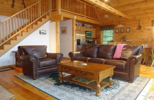 Campton House | Cozy Log Home Retreat with Pool and Hot Tub in White Mountains