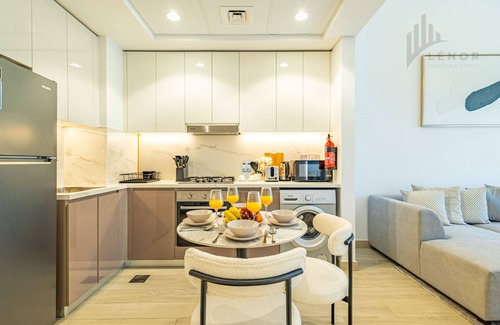 Nad Al Sheba Apartment | Chic 2BR with Partial Burj Khalifa View