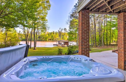 Milledgeville House | Elegant Lake Sinclair Retreat with Dock & Inviting Hot Tub
